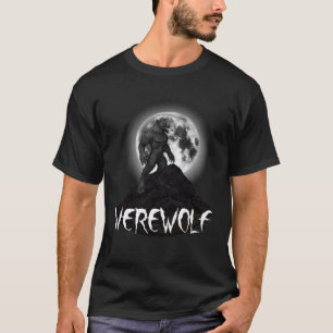 Camiseta Werewolf Contra Luna Completa Con Texto