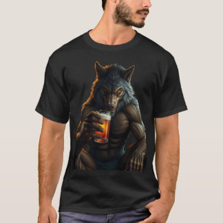 Camiseta werewolf drinking beer t-shirt