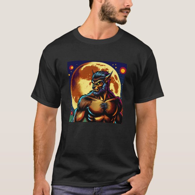 Camiseta Werewolf estilo libro de historietas frente a la l (Anverso)