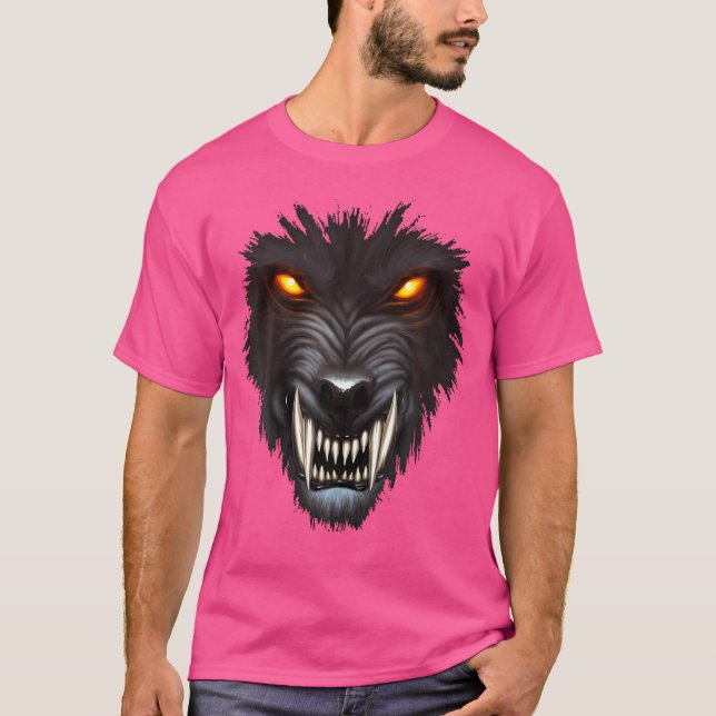 Camiseta Werewolf Face Full Moon Scary Wolf Spooky Hallowee (Anverso)