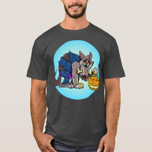 Camiseta werewolf gracioso está sosteniendo una lámpara de 