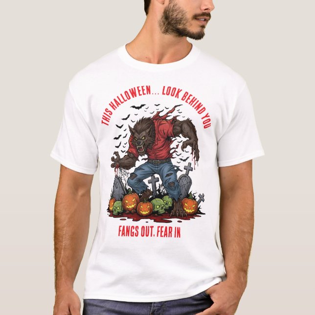 Camiseta 🐺 ♥️ Werewolf Halloween Horror Tee 🎃 (Anverso)