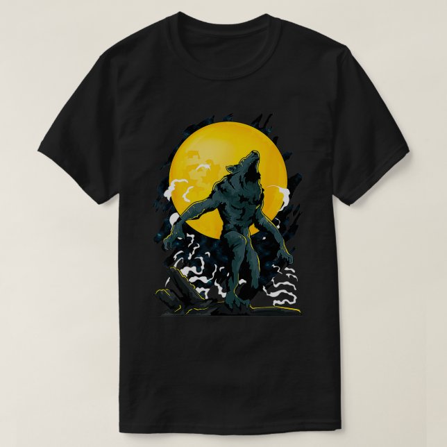 Camiseta Werewolf Howling En El Gráfico De La Luna Completa (Diseño del anverso)