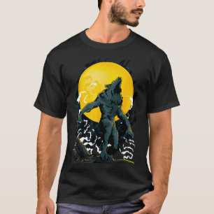 Camiseta Werewolf Howling En El Gráfico De La Luna Completa