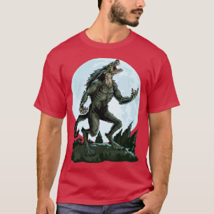 Camiseta Werewolf Howling En La Luna Lobo Crepústico Lleno 