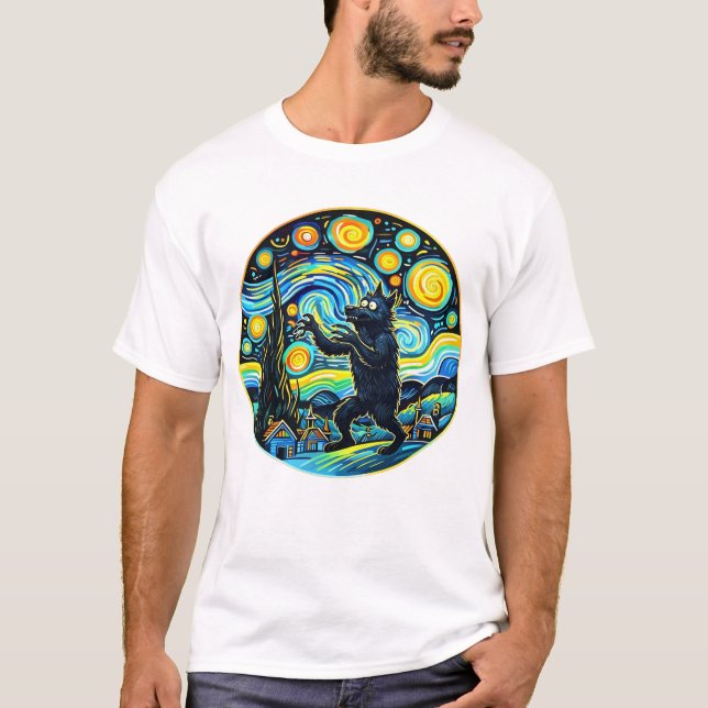 Camiseta Werewolf Starry Night Van Gogh - Divertid (Anverso)