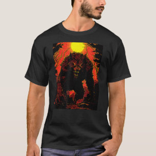 Camiseta Werewolf Vintage Cinema Night Moon Forest