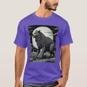 Camiseta Werewolf vintage frente a la luna llena