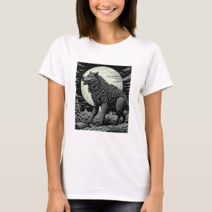 Camiseta Werewolf vintage frente a la luna llena
