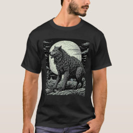 Camiseta Werewolf vintage frente a la luna llena