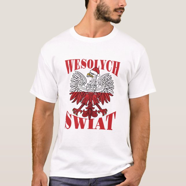 Camiseta Wesolych Swiat Navidades polacos Águila Santa Hat (Anverso)