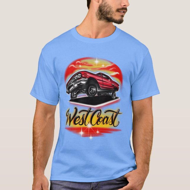 Camiseta West Coast red car low life funny funny retro (Anverso)