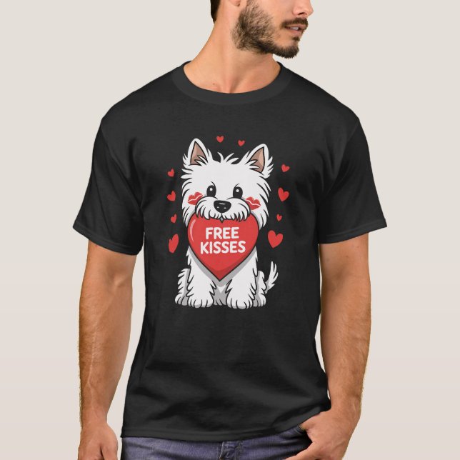 Camiseta West Highland White Terrier Westie Dog Valentines (Anverso)
