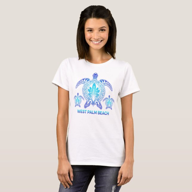 Camiseta West Palm Beach Florida Blue Sea Turvenirs Souveni (Anverso completo)