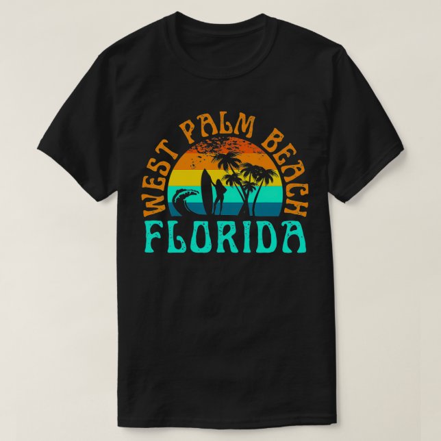 Camiseta West Palm Beach Florida Surfing Beach Ocean Waves (Diseño del anverso)