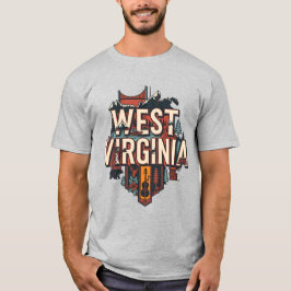 Camiseta West Virginia State Heritage New River Gorge Art