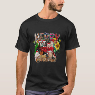Camiseta Western Country Farm Animals Cow Merry Christmas C