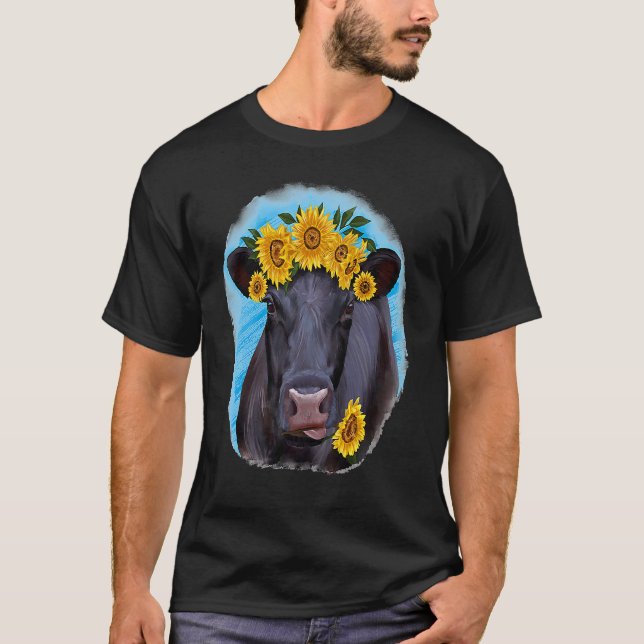 Camiseta Western Country Farm Farmer Black Cow Angus Cow Su (Anverso)