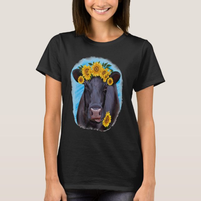 Camiseta Western Country Farm Farmer Black Cow Angus Cow Su (Anverso)