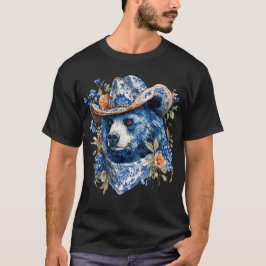 Camiseta Western Cowboy Bear - Blue Bear with Floral Bandan