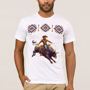 Camiseta Western Cowboy Bull Rider Aztec
