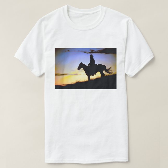 Camiseta Western Cowboy Sunset Silhouette (Diseño del anverso)