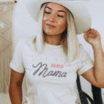 Camiseta Western Cowgirl Custom Rodeo Mama<br><div class="desc">Looking for the perfect gift for the best Rodeo Mama of a little cowgirl? This western mama shirt is the perfect gift for all country lovin' moms! The unique rope font that says "Mama" is surrounded by sparkling pink stars. Easy to personalize the year. This is a great gift for...</div>