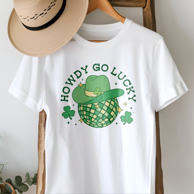 Camiseta Western Disco Howdy Go Lucky St Patricks Day (Subido por el creador)