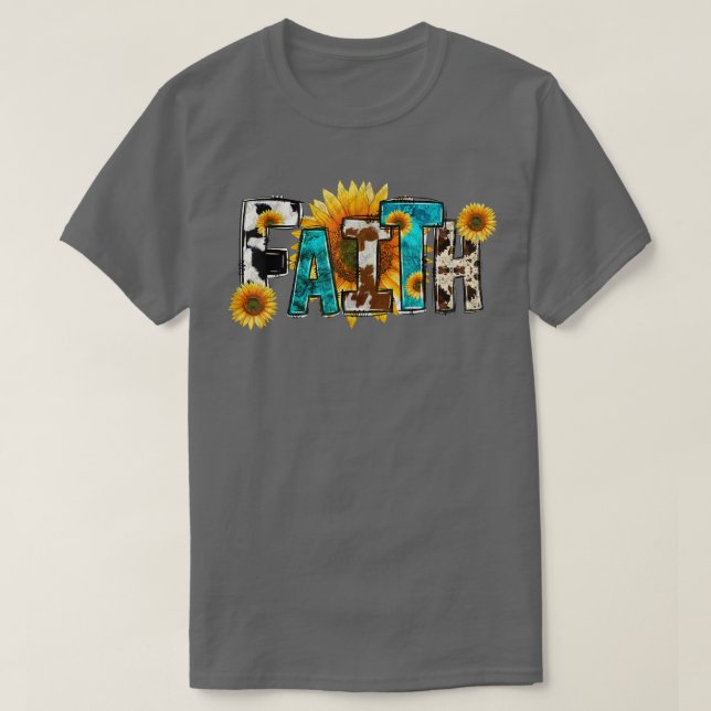 Camiseta Western Faith Cow Farm Christian Sunflower Jesus L (Diseño del anverso)