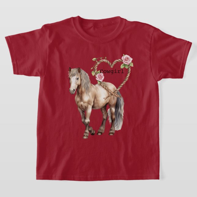 Camiseta Western Horse Pink Floral Heart Rope (Distribución)