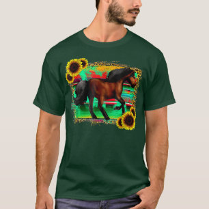 Camiseta Western Horse Serape Sunflowers Cowgirl Teas Rodeo