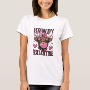 Camiseta Western Howdy Valentine Funny Highland Cow Valenti