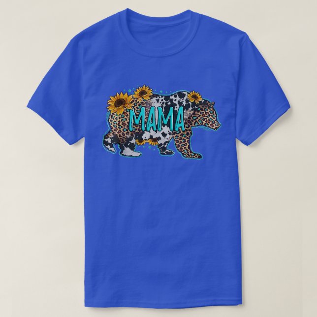 Camiseta Western Leopard Cowhide Mama Bear Sunflowers Mothe (Diseño del anverso)