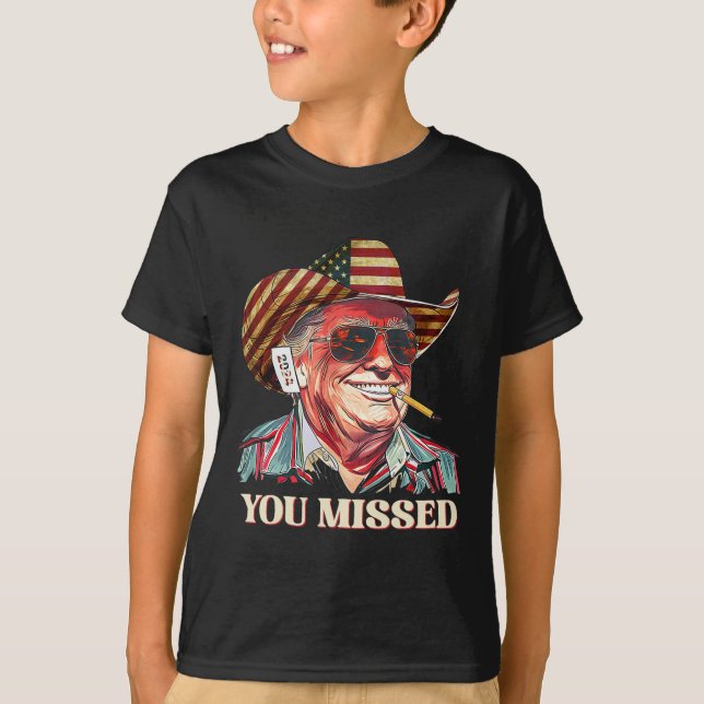 Camiseta Western Trump Cowboy You Missed American Flag Cowb (Anverso)
