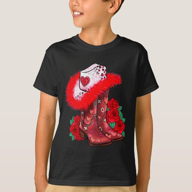 Camiseta Western Valentines Day Cowgirl Boots Yeehaw Howdy  (Anverso)