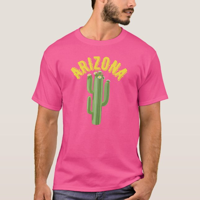 Camiseta WesternStyle Arizona Saguaro Gold Text State Flowe (Anverso)