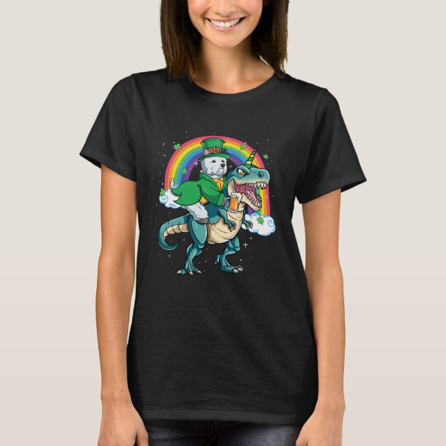 Camiseta Westie Beer Dino Rex Horn Rainbow Dog (Anverso)