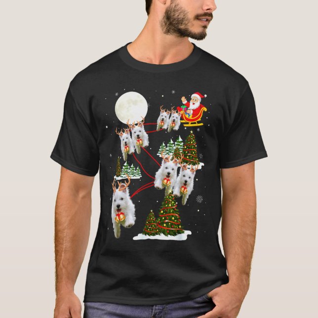 Camiseta Westie Christmas Tree Westie Santa Hat Lights Xmas (Anverso)