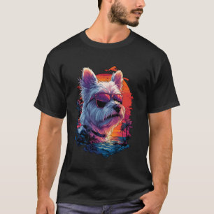 Camiseta Westie Dog Lovers Sunset Retro West Highland White
