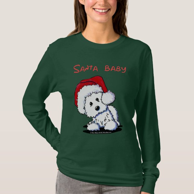 Camiseta Westie Dog SANTA BABY Apparel (oscuro) (Anverso)