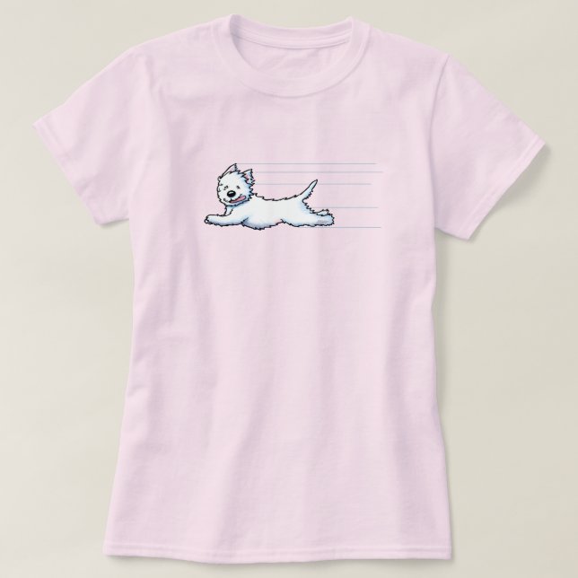 Camiseta Westie en funcionamiento brillante (Diseño del anverso)