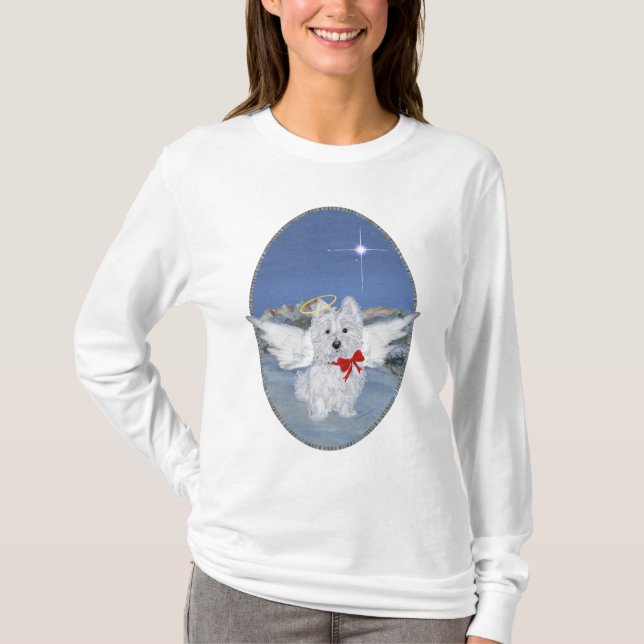 Camiseta Westie Navidades Angel (Anverso)