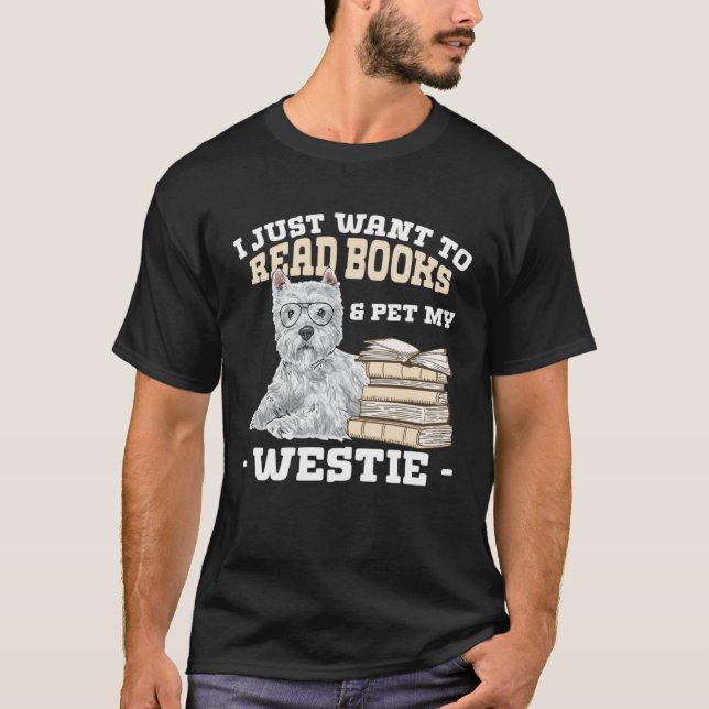 Camiseta Westie Reading Books West Highland White Terrier (Anverso)
