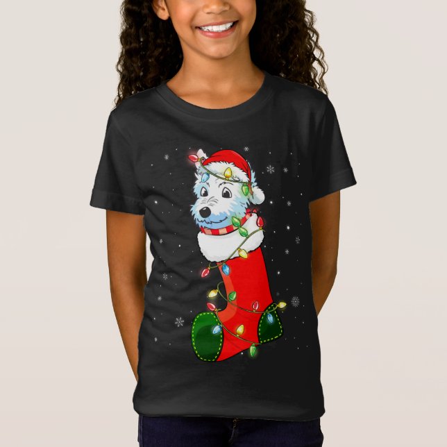 Camiseta Westie Santa Hat Westie Christmas Lights (Anverso)