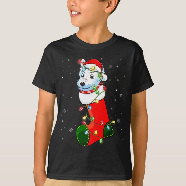 Camiseta Westie Santa Hat Westie Christmas Lights (Anverso)