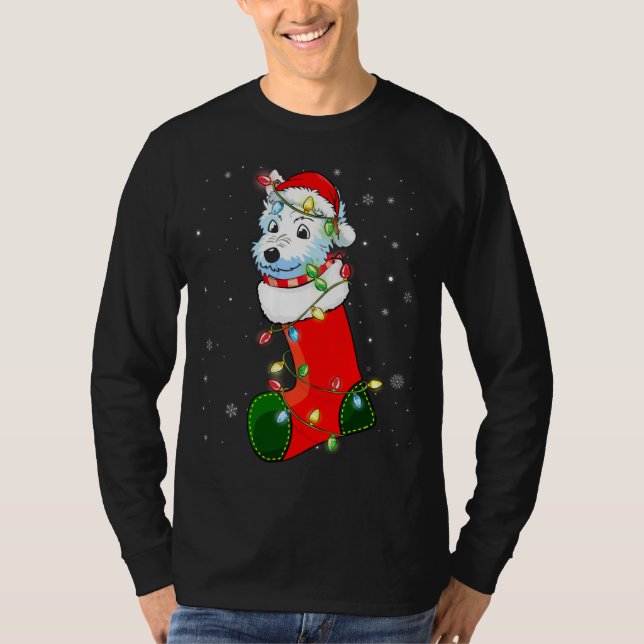 Camiseta Westie Santa Hat Westie Christmas Lights (Anverso)