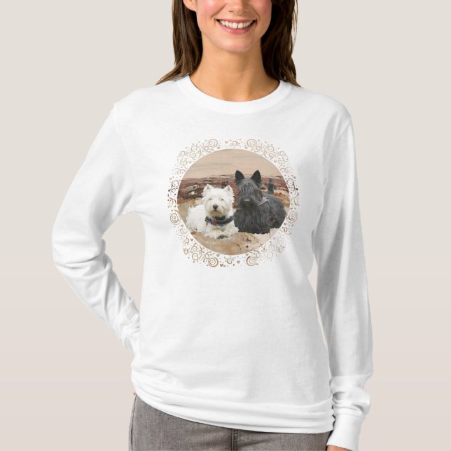 Camiseta Westie y Scottie Juntos Otoño (Anverso)