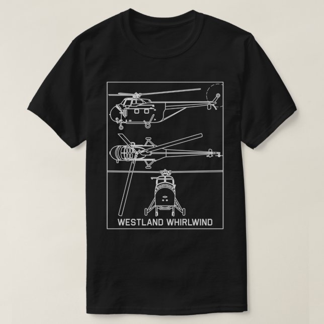 Camiseta Westland Whirlwind British Helicopter Blueprint Di (Diseño del anverso)