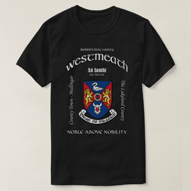 Camiseta Westmeath Irlanda Escudo Escudo de armas de Irland (Diseño del anverso)