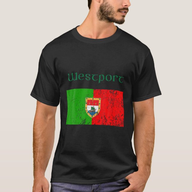 Camiseta Westport, County Mayo Shamrock Ireland Flag, Craic (Anverso)